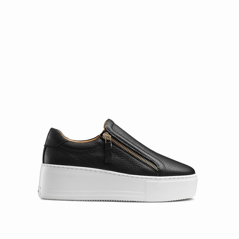 Russell & Bromley Doublepark Womens Flatform Sneakers Black |LKB9026BL|